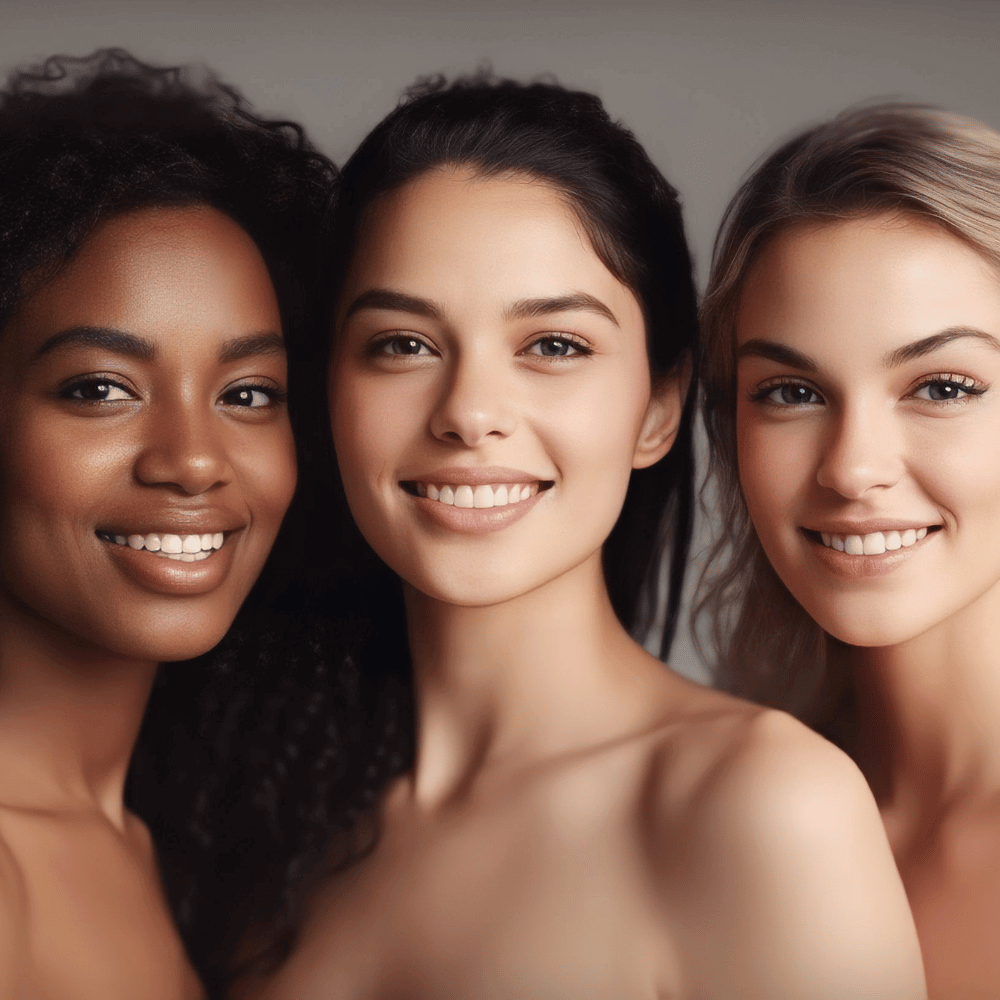 picture of 3 beautiful women with different skin tones