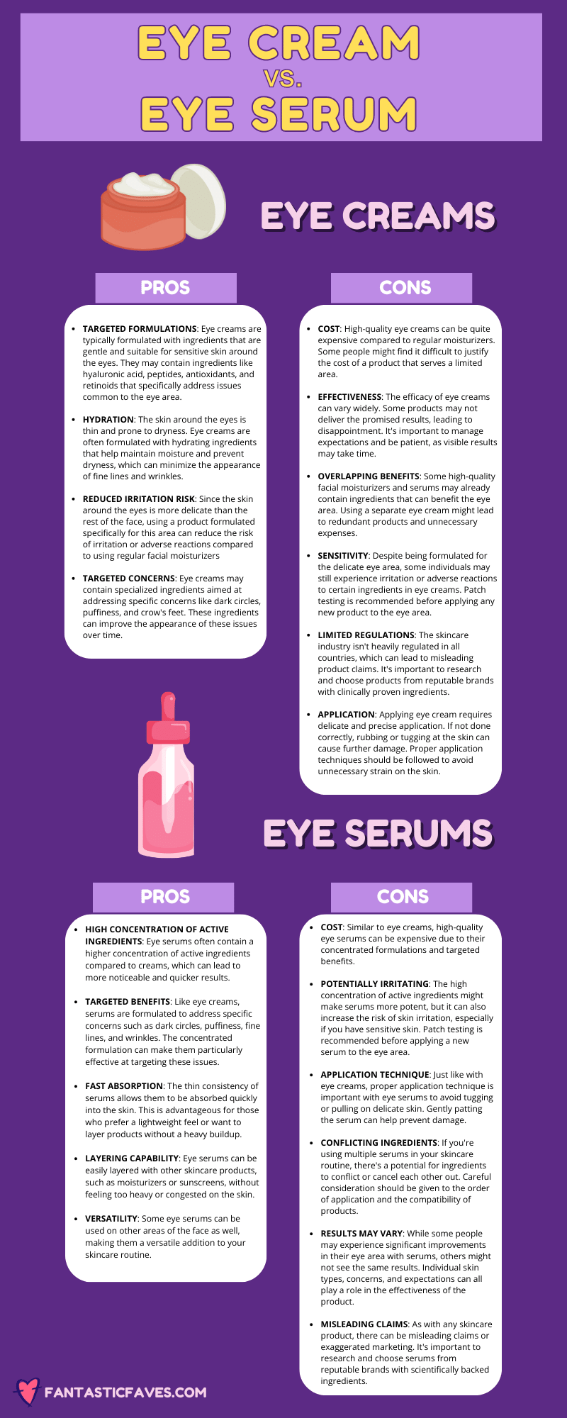 infographic of eye cream vs eye serum