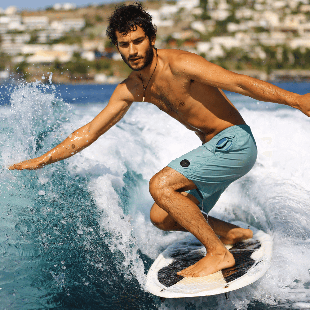 close up of a man surfing